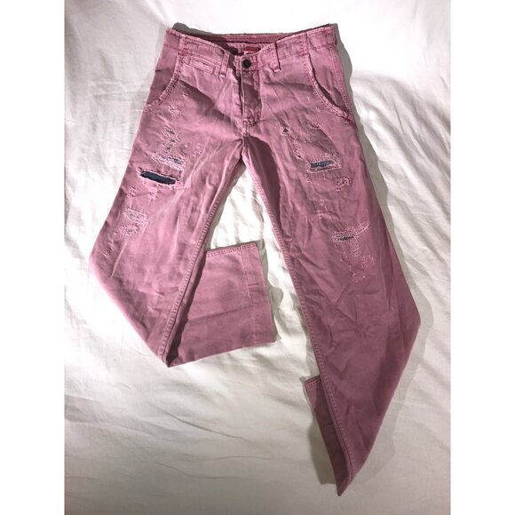 True Religion Women's/Unisex Pink/Blue Distressed Straight Leg Jeans ROWAN - Picture 1 of 11